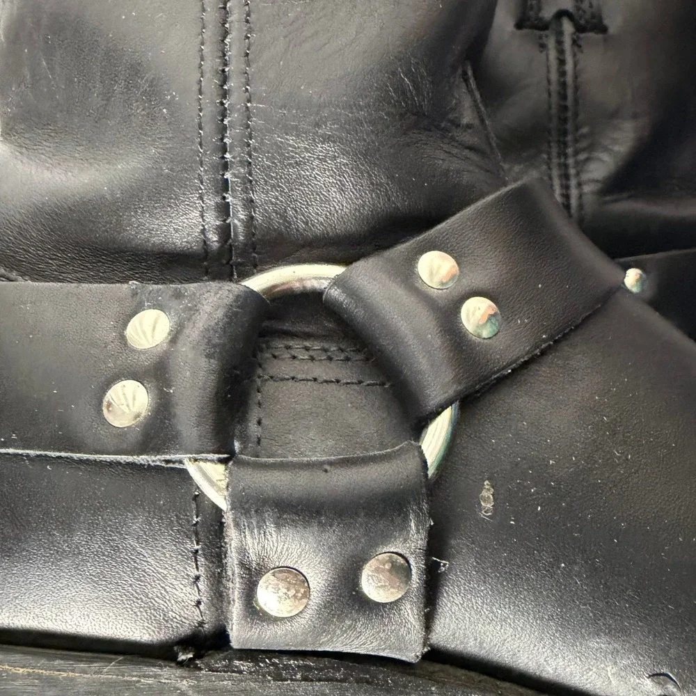 VTG Frye Harness 8R Men's 11M Black Leather Engineer Boots Made in USA Moto Work